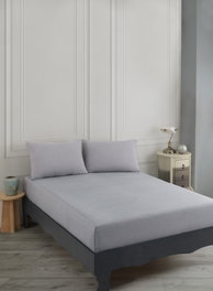 L'essentiel linge de maison Juego de Sábanas Doble Gris Claro, 70% Algodón / 30% Poliéster, Sábana 160x200+20cm, Funda 50x70cm, 120 Hilos